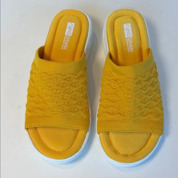 Ryka Ortholite Golden Yellow Slide Sandals. Size 8w - Picture 2 of 7